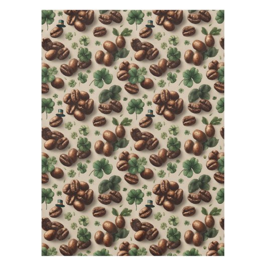 St. Patrick’s Day Coffee & Shamrock Pattern Tafelkleed (Voorkant)
