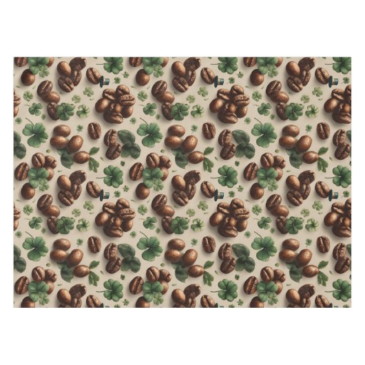 St. Patrick’s Day Coffee & Shamrock Pattern Tafelkleed (Voorkant (Horizontaal))
