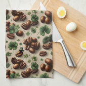 St. Patrick’s Day Coffee & Shamrock Pattern Theedoek (Quarter Fold)