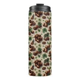 St. Patrick’s Day Coffee & Shamrock Pattern Thermosbeker