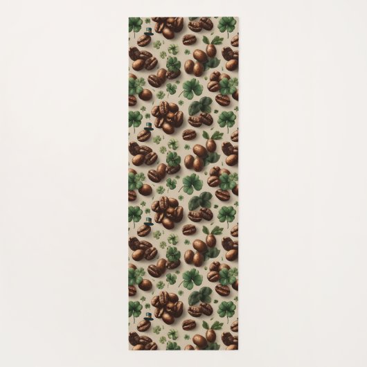 St. Patrick’s Day Coffee & Shamrock Pattern Yogamat (Achterkant)