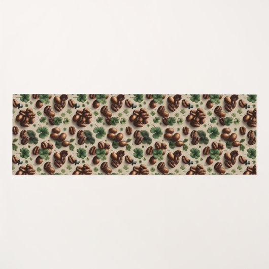St. Patrick’s Day Coffee & Shamrock Pattern Yogamat (Voorkant (horizontaal))