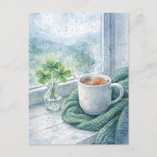 St. Patrick’s Day Cozy Tea Postcard Feestdagenkaart (Voorkant)