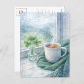 St. Patrick’s Day Cozy Tea Postcard Feestdagenkaart (Voorkant / Achterkant)