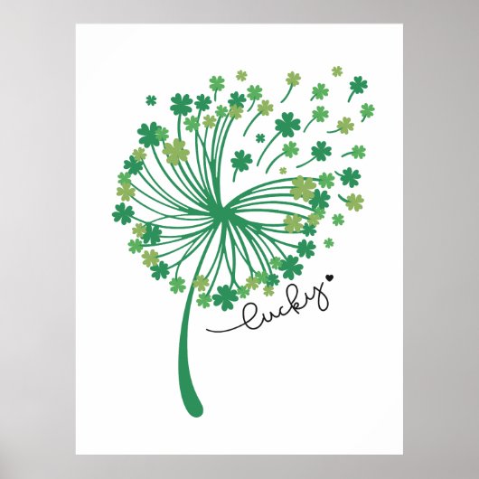 St.Patrick’s Day Dandelion Lucky Poster (Voorkant)