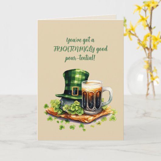 St. Patrick’s Day Funny Beer Card Kaart (Gele Bloem)