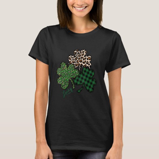 St Patrick S Day Funny Buffalo Pset Leopard Shamr T-shirt (Voorkant)
