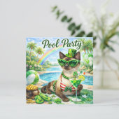 St. Patrick’s Day Glam Cat Pool Party  Kaart (Staand voorkant)