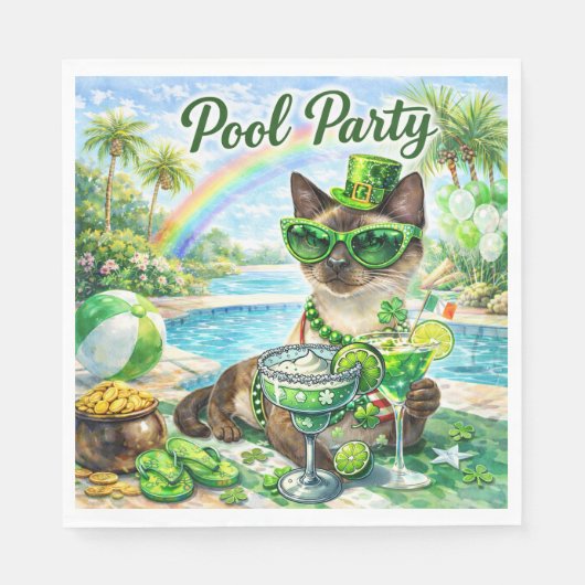 St. Patrick’s Day Glam Cat Pool Party  Servet (Voorkant)