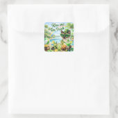 St. Patrick’s Day Glam Cat Pool Party  Vierkante Sticker (Tas)
