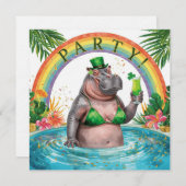 St. Patrick’s Day Glam Hippo Bikini Kaart (Voorkant / Achterkant)