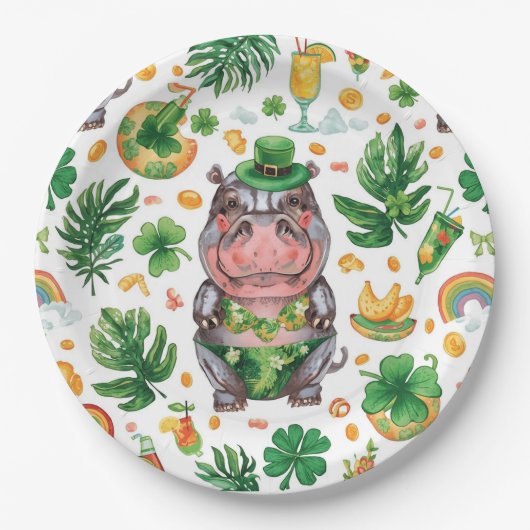 St. Patrick’s Day Glam Hippo Bikini  Papieren Bordje (Voorkant)