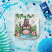 St. Patrick’s Day Glam Hippo Bikini Papieren Bordje (Feest)