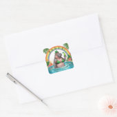 St. Patrick’s Day Glam Hippo Bikini  Vierkante Sticker (Envelop)