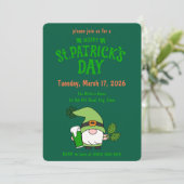 St. Patrick’s Day Gnome Green Invitation Kaart (Staand voorkant)