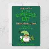 St. Patrick’s Day Gnome Green Invitation Kaart (Voorkant)