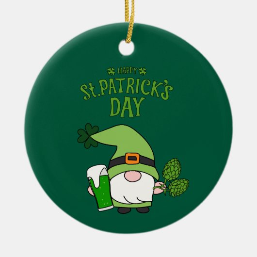 St. Patrick’s Day Gnome Green  Keramisch Ornament (Voorkant)