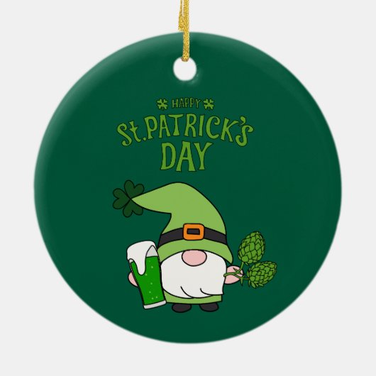 St. Patrick’s Day Gnome Green  Keramisch Ornament (Achterkant)