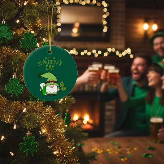 St. Patrick’s Day Gnome Green  Keramisch Ornament