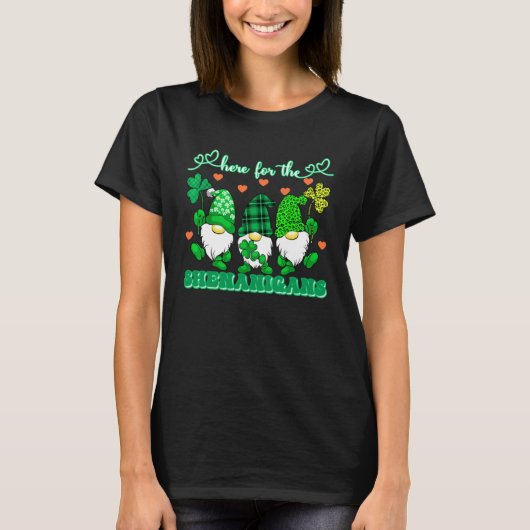 St Patrick s Day Gnome Lucky Here For The Shenanig T-shirt (Voorkant)