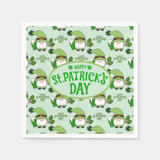 St. Patrick’s Day Gnome Napkins Servet (Voorkant)