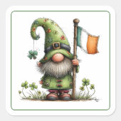 St. Patrick’s Day Gnome Vierkante Sticker (Voorkant)