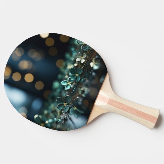 ☘️ St. Patrick’s Day Gold Bokeh & Clovers Tafeltennisbatje (Zijkant)