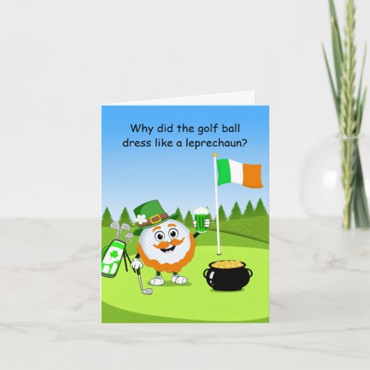St. Patrick’s Day Golf Ball Leprechaun Riddle Kaart (Voorkant)