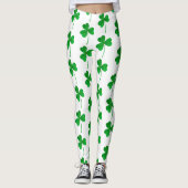 St. Patrick’s Day Green Faux Glitter Shamrock Leggings (Voorkant)