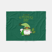 St. Patrick’s Day Green Fleece Blanket with Gnome  (Voorkant (Horizontaal))