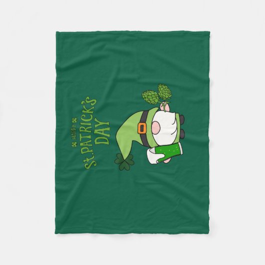 St. Patrick’s Day Green Fleece Blanket with Gnome  (Voorkant)