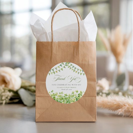 St. Patrick’s Day Green Shamrock Baby Shower Ronde Sticker