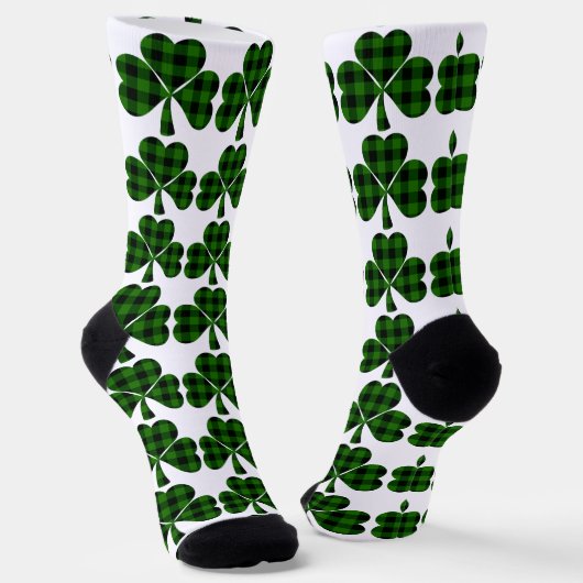 St. Patrick’s day groen zwart geruite shamrocks Sokken (Gebogen)