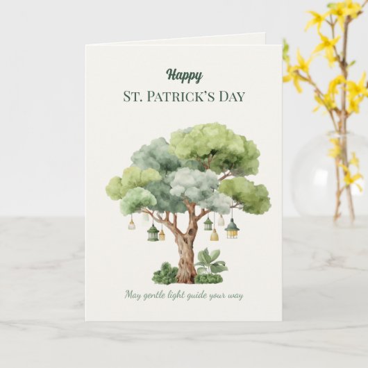 St. Patrick’s Day Irish Tree Lantern Card  Kaart (Gele Bloem)