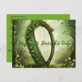 St Patrick’s Day Keltische harp. Aankondigingskaart (Voorkant / Achterkant)