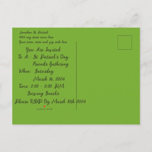 St Patrick’s Day Keltische harp. Aankondigingskaart (Achterkant)