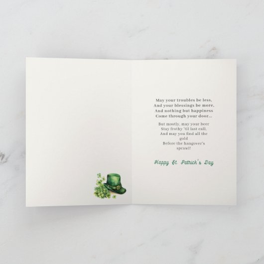 St. Patrick’s Day Leprechaun Funny Card Kaart (Binnen)