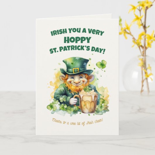St. Patrick’s Day Leprechaun Funny Card Kaart (Gele Bloem)