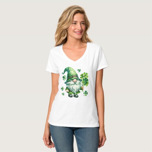 St. Patrick’s Day Leprechaun V-hals T-shirt (Voorkant volledig)