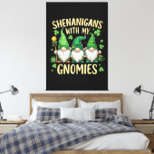 St Patrick’s Day Lucky Shamrock Gnome  Canvas Afdruk (Insitu (Slaapkamer))