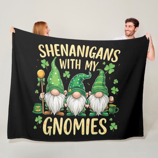 St Patrick’s Day Lucky Shamrock Gnome Fleece Deken (In situ)