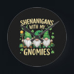 St Patrick’s Day Lucky Shamrock Gnome  Ronde Klok<br><div class="desc">St Patrick’s Day Lucky Shamrock Gnome</div>