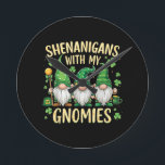 St Patrick’s Day Lucky Shamrock Gnome Ronde Klok<br><div class="desc">St Patrick’s Day Lucky Shamrock Gnome</div>