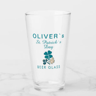 St Patrick`s day Naam Klaver Shamrock Bier Glas