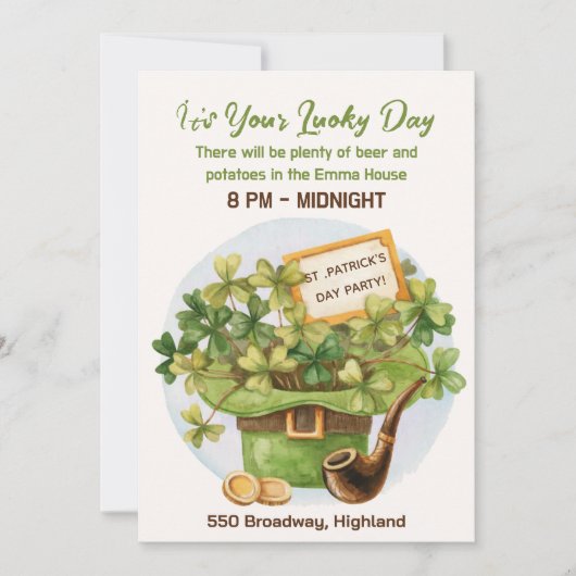 St. Patrick’s Day Party Invitation with Lucky Kaart (Voorkant)
