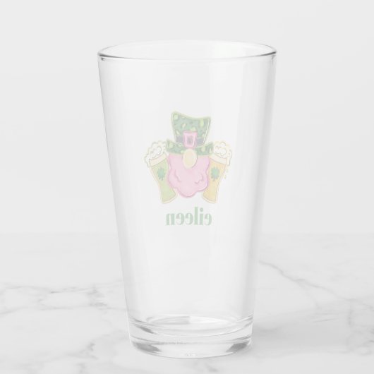 St. Patrick’s Day Pink Leprechaun Beer Custom Glas (Achterkant)