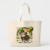 St. Patrick’s Day Plaid Cow Grote Tote Bag (Voorkant)