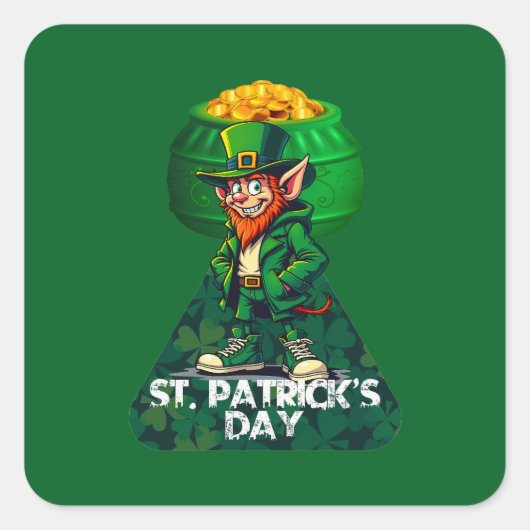 St Patrick’s Day Pot of Gold - Autocolante Vierkante Sticker (Voorkant)