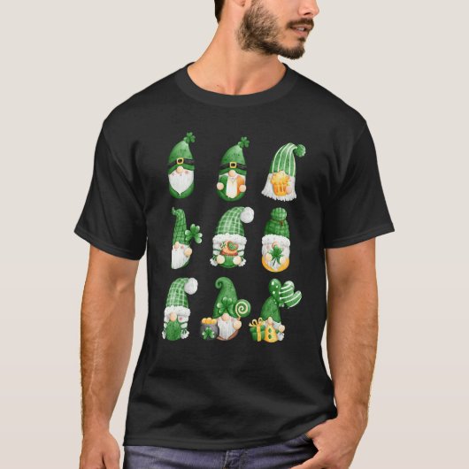 St Patrick S Day Shamrock Gnome Cute Collectie Lu T-shirt (Voorkant)