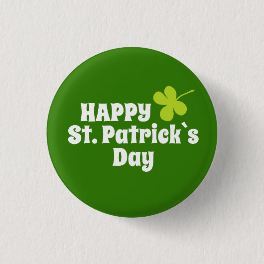 St. Patrick`s Day Shamrock Groen Ronde Button 3,2 Cm (Voorkant)